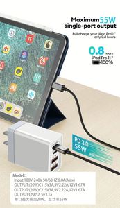 4 Ports 55W Super Fast Charging <b>Adapter</b> AU UK EU US <b>Plug</b> 2 Type C+2 <b>USB</b> PD 20W Power Charger for Huawei/Xiaomi/Sam/Ios - Product Image 2