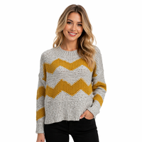 Pull en tricot à col rond pour femme, à manches longues, motif jacquard Fair Isle rayé, décontracté pour l'hiver