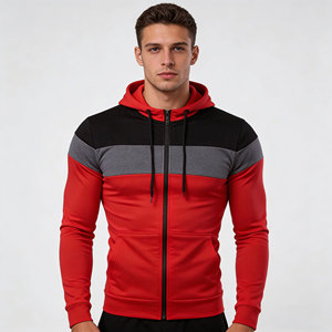 Ensemble deux pièces décontracté pour homme : veste zippée avec logo tissé et pantalon, style streetwear, patchwork, neuf, veste de sport tendance - Product Image 1