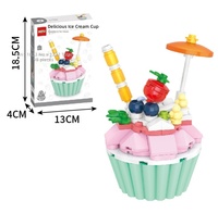 Ensemble de blocs de construction à petites particules, modèle de tasse à crème glacée, jouet miniature, échelle 1:8, ensemble de 40 tasses à dessert, boîte cadeau, puzzle