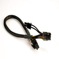 Kabel Adaptor Catu Daya GPU 8 Pin Jalinan PCIe 6 Pin Male untuk Komputer