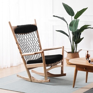 Morezhome salon intérieur adulte en bois loisirs <span class=keywords><strong>chaise</strong></span> berçante avec coussin - Product Image 3