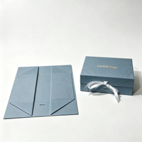 Boîte rigide pliable en kraft avec gaufrage à chaud or, logo personnalisé, ruban, emballage cadeau