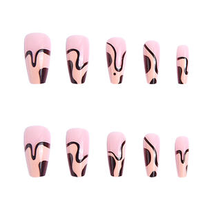 Autocollants pour ongles en ABS à la mode transfrontalière, ligne rouge graffiti, style Instagram, <span class=keywords><strong>faux</strong></span> ongles longs, couleur unie - Product Image 3