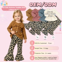 Kledingset voor peuters, 2-delig, met geruite top met vlindermouwen, elastische taille en bubbelbroekjes, OEM op maat gemaakte babykledingset voor meisjes