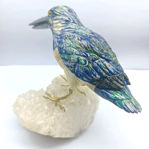 Arte Popular Tallado en Piedra: Pájaro de Aragonita/Fucsita Verde/Calcita Negra para Regalos Navideños BJ1120 - Product Image 4