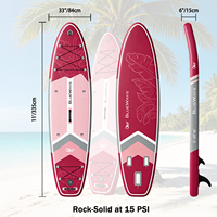 Vente flash : SUP gonflable Drop Stitch 11' x 33" avec pompe, planche à pagaie florale magenta pour le yoga, la pêche et les excursions