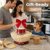 Machine à popcorn à air chaud sans huile PC-1013, cuisson rapide en 2,5 minutes, double tension, 27,1x27,1x27,6 cm