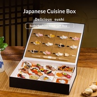 Boîte Cadeau Sushi Deluxe Personnalisée avec Compartiments et Plateau à Sauce – Emballage Vide pour Cuisine Japonaise, Idéal pour Restaurants et Traiteurs