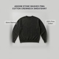 Sweat-shirt à col rond pour homme, design personnalisé, en coton Pima 100% 400GSM, délavé, coupe décontractée, style streetwear vintage