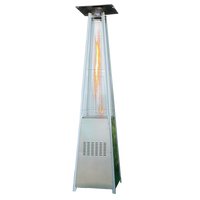 Chauffe-terrasse au gaz moderne en acier inoxydable, forme pyramide, 48000 BTU, chauffage extérieur au propane, triple protection de sécurité pour les fêtes et les jardins
