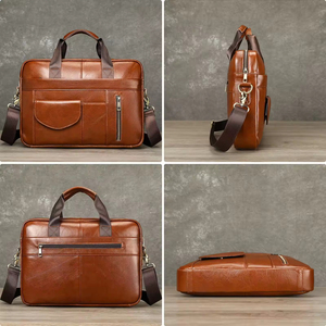 Custom Top Layer Cowhide Genuine Leather <b>Briefcase</b> Vintage Laptop Bag For Men Business Executive Office Work Bag - Product Image 5