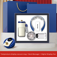 Coffret Cadeau d'Entreprise Personnalisé ZMHQ 2027 avec Logo, Mug Isotherme à Affichage de Température, Masseur Cervical, Ventilateur Numérique – Cadeau Exécutif