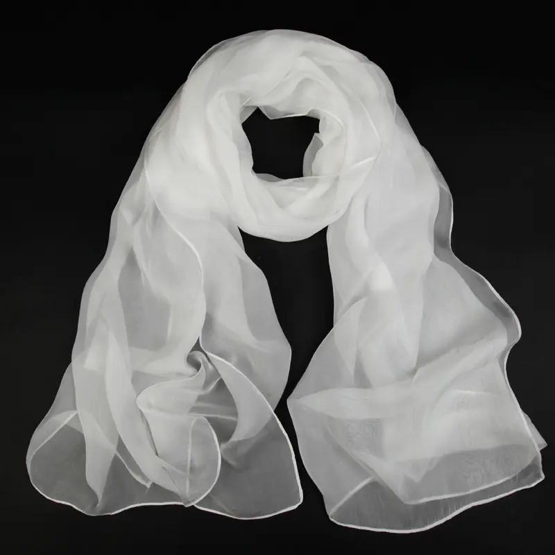 रंग 100% उच्च गुणवत्ता वाले सफेद सादे रेशम के स्कार्फ और शॉल के लिए यूरोपीय