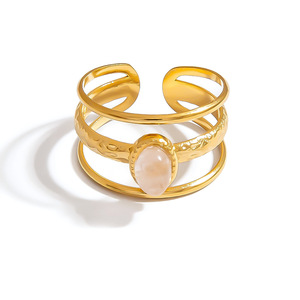 Pulseras de Moda con Diseño Geométrico, Tono Dorado, Incrustaciones de Piedra Natural, Engaste de Bisel, Origen Yiwu JZ21021 - Product Image 5