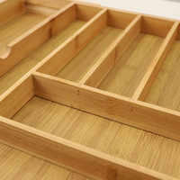 Organisateur de tiroir en bambou moderne et écologique, direct usine, avec plateau à couverts extensible et compartiments ajustables, pour rangement de salle de bain en gros