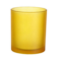 Porte-bougie parfumé coloré avec base en verre givré, adapté aux bougies de forme ronde, livré avec un couvercle