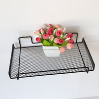 Estante de pared para enrutador, soporte de almacenamiento para TV, malla negra, decoración de pared, cesta