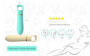 Masseur vibrant pour doigts en silicone intégral, mini vibromasseur clitoridien étanche avec 10 modes, mini vibromasseur bullet pour femmes - Product Image 2