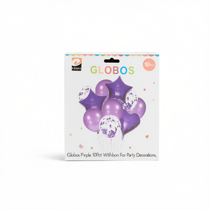Ensemble de 10 ballons violets avec ruban pour décorations de fête - Product Image 1