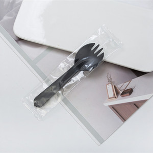 Disposable Plastic Spoons Forks Ladles Individually Packaged Ice Cream Dessert Sets Thickened Party Cutlery Pink - Product Image 3