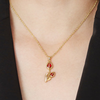 Nouveau Pendentif Collier en Cuivre Plaqué Or 18K avec Grand Zirconium Coloré en Forme de Bourgeon de Tulipe, Vente en Gros