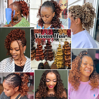 Extensions de Cheveux Tressés au Crochet Bouclés Ombrés Style Boucles Italiennes Spirales Ondulées Courtes de Qualité Supérieure de 8 à 10 Pouces