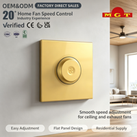 Interrupteurs rotatifs de contrôle de vitesse pour ventilateur de plafond, couleur or, type 86, vente en gros OEM, interrupteurs de variateur d'intensité pour ventilateur mural électrique