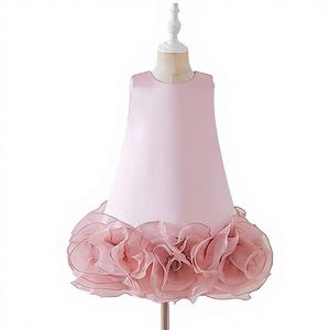 Vestido de Princesa para Niñas de 1 a 12 Años, Tela de Tul Satinado, Transpirable, Elegante, Vestido de Verano con Flores Rojas para Niñas, Ropa de Fiesta Infantil - Product Image 1