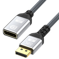 Kabel Ekstensi 8K untuk 1.4 Male to Female Konduktor Tembaga Jaket Paduan Aluminium 4K 144Hz Adaptor PC