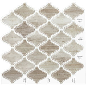 Carreaux muraux autocollants en <span class=keywords><strong>travertin</strong></span> <span class=keywords><strong>beige</strong></span>, forme lanterne arabesque, avec <span class=keywords><strong>joint</strong></span> blanc, à peler et coller, pour murs d'accent modernes - Product Image 1