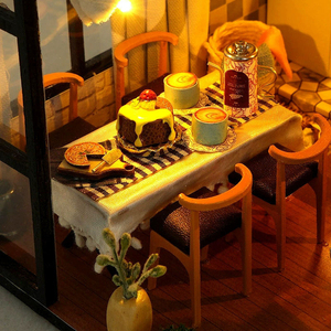 Casa de Muñecas en Miniatura Estilo Literario Creativo con Muebles, Efecto de Iluminación Cálida, Adorno de Lujo para el Hogar, Ideal para Tiendas de Regalos - Product Image 3