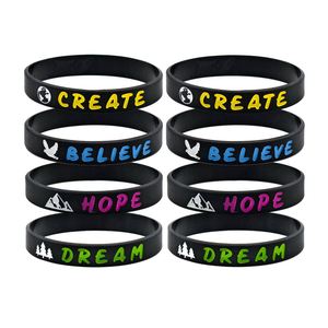 Pulsera de Silicona Inspiradora con Frases Motivadoras Dream Create Believe Hope, Correa de Muñeca de Goma - Product Image 6