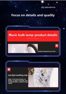 <span class=keywords><strong>Ampoule</strong></span> LED NIACONN 12W avec fonction musicale pour haut-parleur, contrôle de la luminosité, culot E27, alimentation secteur, usage résidentiel, en plastique - Product Image 4