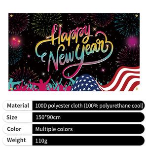 Drapeau de fond de scène personnalisé en polyester durable pour fête du Nouvel An 2026 - Product Image 3