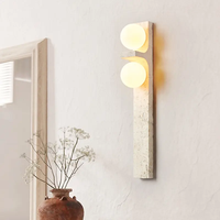 Applique murale LED en pierre naturelle de travertin jaune style Wabi-Sabi médiéval pour salon, éclairage décoratif
