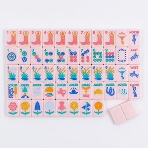 Juegos de <span class=keywords><strong>Mahjong</strong></span> Americanos Serie Texas, <span class=keywords><strong>Mahjong</strong></span> con Estilo Lone Star |   Fichas de <span class=keywords><strong>Mahjong</strong></span> Pintadas a Mano, Color Rosa Rodeo, 160 Piezas, para Viaje - Product Image 1
