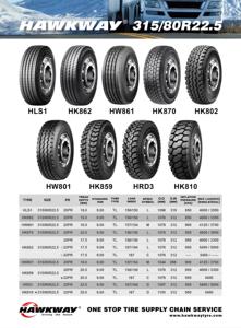 Pneus 295/80r22.5 315/80R22.5 Pneus de camion et de bus chinois HAWKWAY MARANDO Pneus de camion sans chambre à air HK859 HLS1 Haute résistance à l'usure - Product Image 3