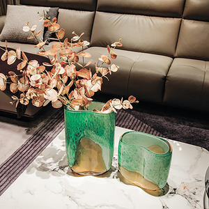 Florero y bandejas de cristal de oro blanco con esmaltes de forma ovalada mixta de tres colores para decoración del hogar - Product Image 2