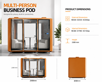 Pavillon de réunion acoustique pour 4 à 6 personnes, cabine de bureau insonorisée, style nordique, espace de travail silencieux avec finition haut de gamme