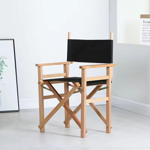 كرسي مكياج فاخر قابل للطي للاستخدام الخارجي، مصنوع من الخشب الأبيض، طويل ومتين، مع شعار مخصص، للبالغين - Product Image 2