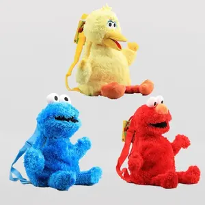 Wholesale OEM Kawaii Elmo BIG BIRD COOKIE MONSTER Soft Stuffed Sesame Street Plush Toys Dolls Backpack