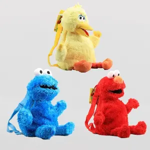 Juguetes de peluche de Barrio Sésamo para niños, mochila de juguete de Elmo, Kawaii, monstruo, galleta, pájaro grande, suave, venta al por mayor