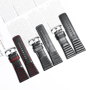 Correa de Reloj de Cuero Genuino de Vaca de Lujo de 28 mm, Negra con Costuras, para Reloj Seven <span class=keywords><strong>Friday</strong></span> - Product Image 2