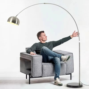 Châu Âu thiết kế hiện đại thép không gỉ LED Đèn sàn có thể điều chỉnh E27 cơ sở kim loại bóng râm cho khách sạn phòng khách - Product Image 2