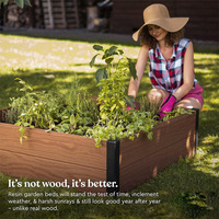 Lit de jardin surélevé en bois de 48x48 pouces, jardinière extérieure durable pour légumes, fleurs, herbes et succulentes, marron