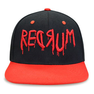 Casquette Snapback brodée 3D personnalisée Redrum, noire et rouge bicolore, style Hip Hop Streetwear, visière plate, pour hommes - Product Image 2