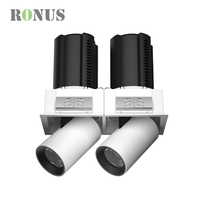 Spot LED encastré rectangulaire COB à double tête 10W*2, orientable et rotatif