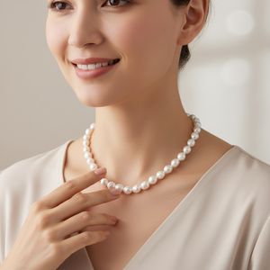 สร้อยคอมุกน้ำจืดเงินแท้ 925 คุณภาพสูง ขายดี ขนาด 6-8 มม. สีขาว สำหรับผู้หญิง ของขวัญงานแต่งงาน GRA - Product Image 3