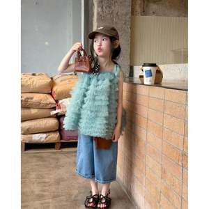 Ensemble deux pièces pour filles, <span class=keywords><strong>jupe</strong></span> en tulle à bretelles et <span class=keywords><strong>jean</strong></span> droit, style coréen, décontracté, pour tous les jours, printemps-été - Product Image 6